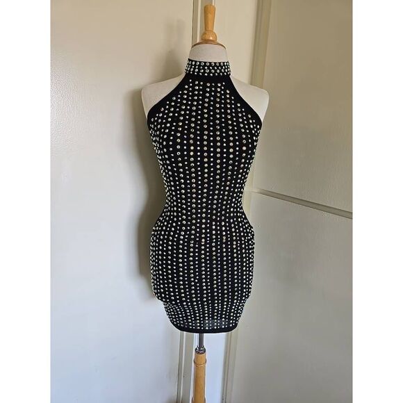 Fashion Nova "She's a Gem" Black Halter Neck Mini Dress, NWOT, M - Picture 2 of 9